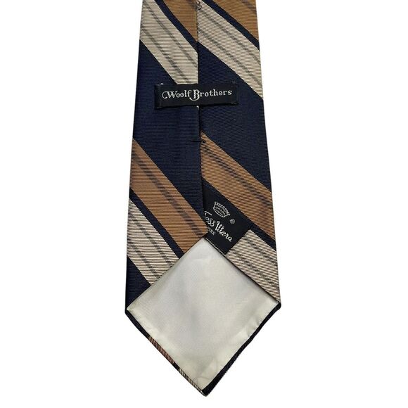 VINTAGE WOOLF BROTHERS COUNTESS MARA TIE Black Copper Brown, PREOWNED - Picture 2 of 5